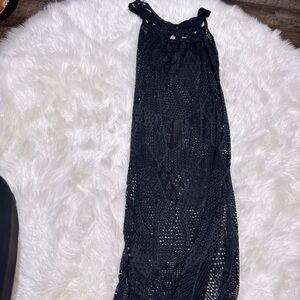 Blue island black crochet, swim cover-up size S